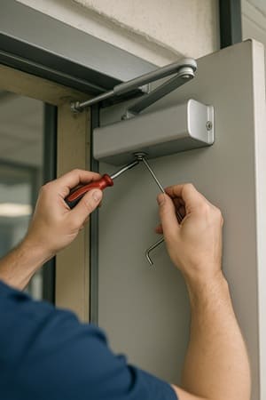 instalacion y ajuste de muelle cierrapuertas